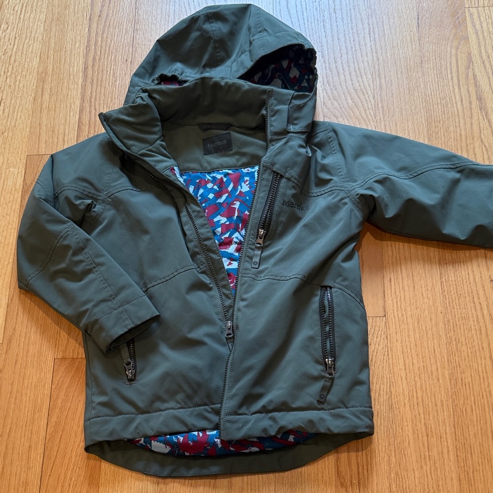 Marmot Kids Olive Ski Jacket with Patterned Lining